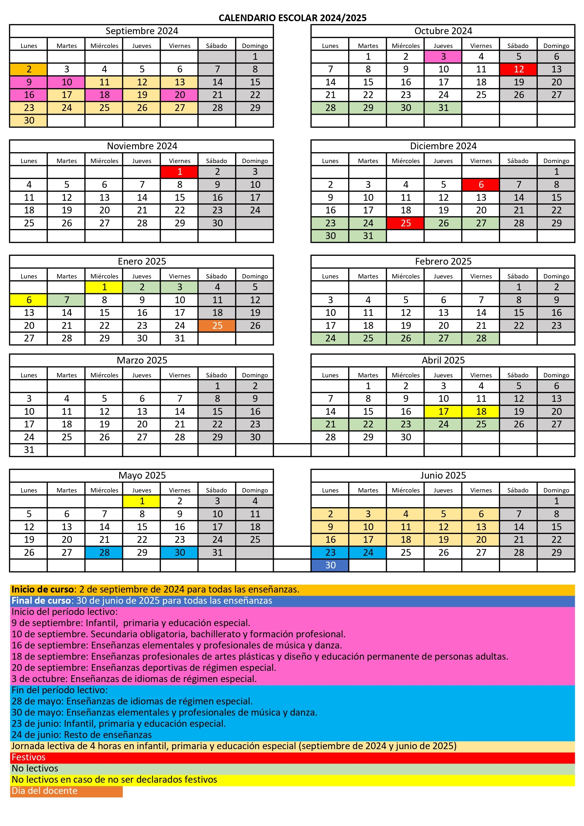 [Calendario Escolar 20242025] Primer BORRADOR propuesto por la